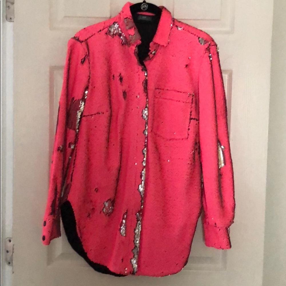 Front Row* Hot Pink & Silver Sequins Top